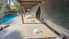 Masking and protecting a patio cover and pool deck before painting